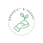 organic and vegan; hand holding a plant