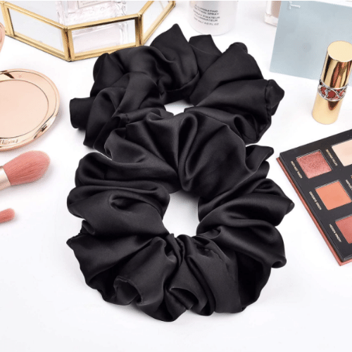 extra large black satin scrunchie