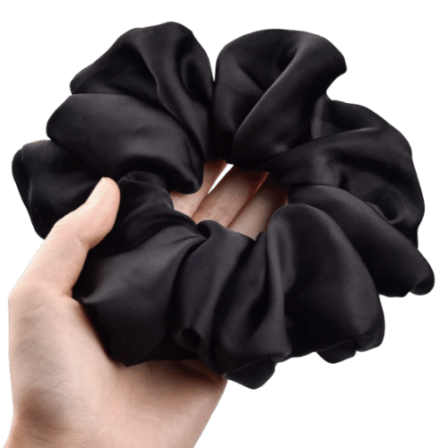 extra large black satin scrunchie
